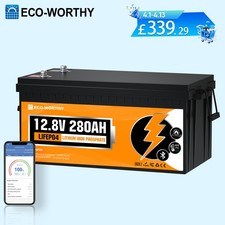 ECO-WORTHY 12V 280Ah LiFePO4 Lithium Leisure Battery Bluetooth Motorhomes Camper