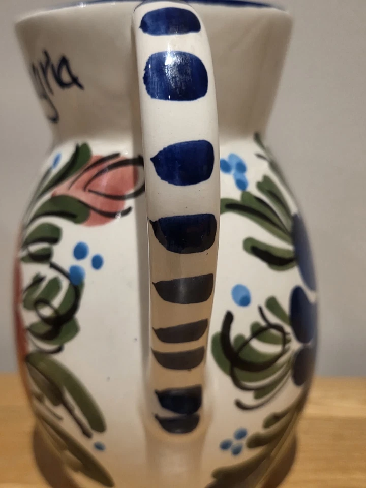 Ceramic Handpainted Spanish Sangria Pitcher Featuring Bright Floral Design - Image 4 of 4