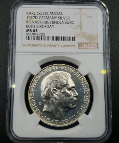 5 Mark ND (1927) Paul von Hindenburg Pattern Weimar Republic Germany MS62 NGC