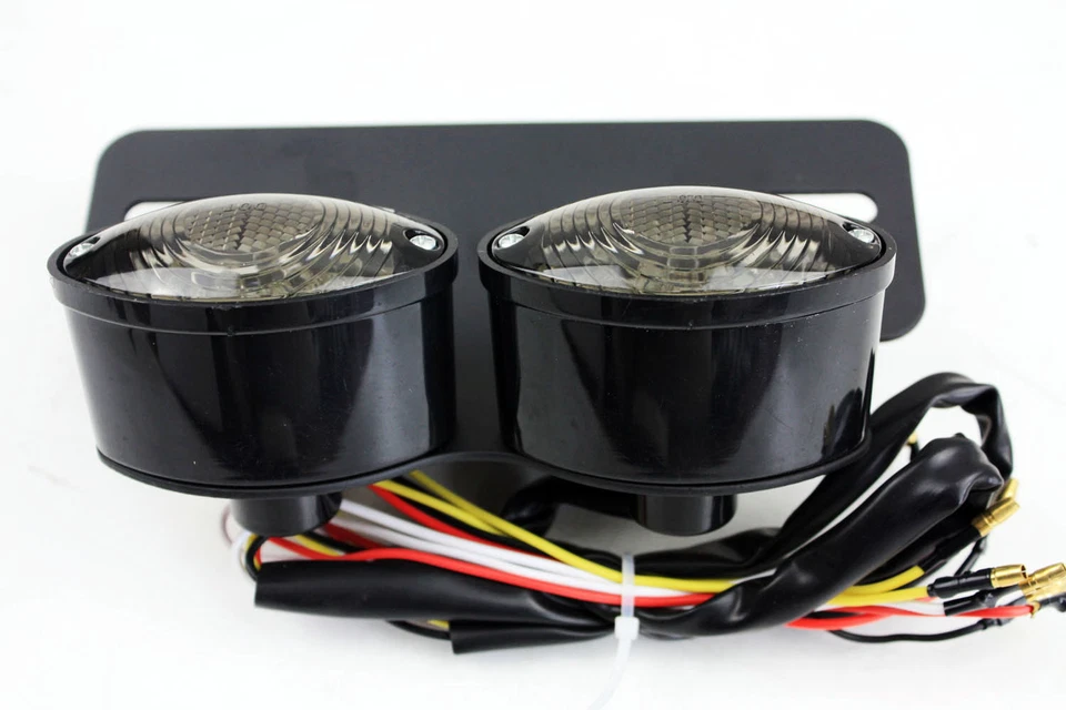 BLACK+SMOKE Cat Eye Custom Motorcycle Tail Brake License Plate light - Image 2 of 4