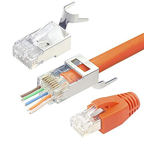 10Pcs Connettori RJ45 VCELINK Cat7/Cat6A - Plug Passanti Schermati Con Barre Di Carico, Per Rete 10Gb - Foto 2