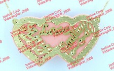 PERSONALIZED 14K GP TWO 2 NAMES ANY NAME COLOR PLASTIC ONYX BACKGROUND NECKLACE