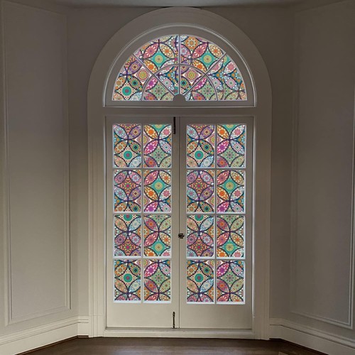 Stained Glass Window Film Privacy Decorative Tinting Film for Home Non-Adhesive - Picture 6 of 9