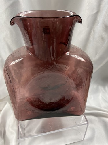 Blenko Amethyst Purple Glass Water Bottle Carafe Pitcher Double Spout - Picture 5 of 7
