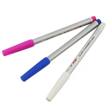 3Pc Water Erasable Fabric Marker Colth Ink Pen For Sewing Craft White+Blue+ Pink