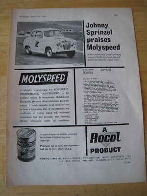 JOHNNY SPRINZEL LOBT MOLYSPEED ROCOL PRODUKT 1958 WERBUNG A4 AKTE 44