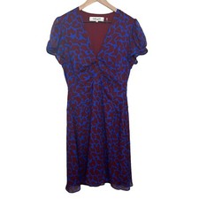 Diane von Furstenberg 100% Silk Short Sleeve Animal Print Dress Sz 8