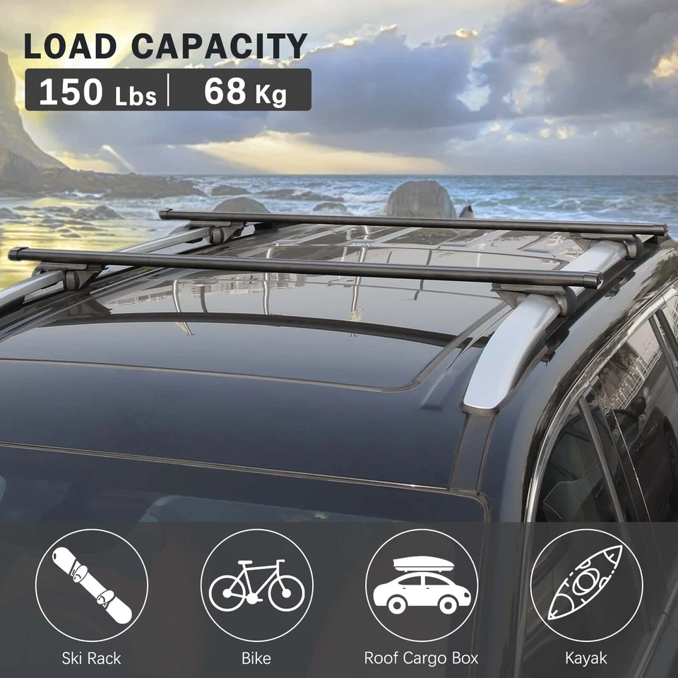 For Ford Flex 2009-2019 53" Cross Bar Top Roof Rack Cargo Carrier w/Lock Black Foto 4 de 4