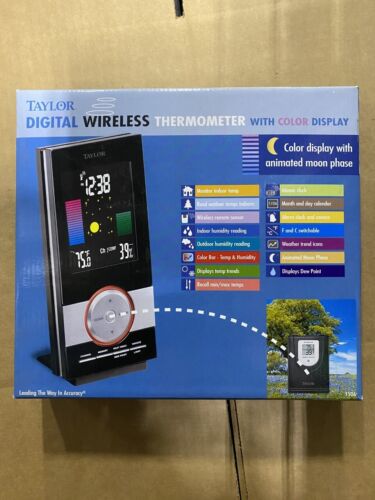 TAYLOR 1506 WIRELESS COLOR WEATHER STATION WITH CLOCK - Picture 1 of 2