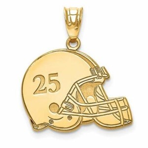 Authentic Gold Plated/SS Laser Football Helmet Number And Name Pendant