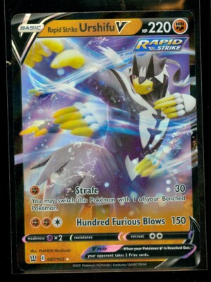 pokemon rapid strike card list price Pokemon RAPID STRIKE URSHIFU V 087/163 Battle Styles - ULTRA RARE HOLO -  MINT