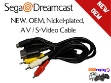 NEW, Sega Dreamcast, Nickel-plated, AV S-video RCA Cable, Warranty, US SELLER
