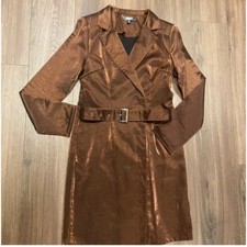 Womans Mid-length Belted Trench Coat, Shining Chestnut, Size 4, New With Belt