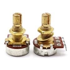 2 Pcs Split Shaft Long Audio Taper Guitar Volume Potentiometers Mini B500K Gold