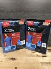 4ct Hanes Men's Crew Neck T-Shirts Blue/Navy Size Medium 38-40 New