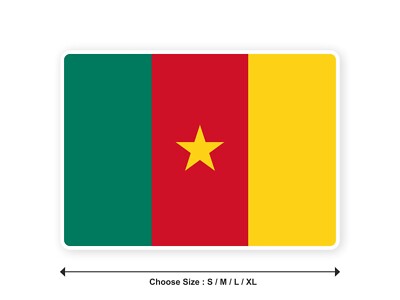 Aufkleber Flagge KAMERUN Kamerun 10cm(S) - 28cm(XL) Aufkleber weißer Rand