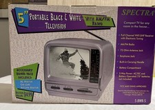 VTG 5" SPECTRA Portable Black White TV AM/FM radio 5-BWR-S NOB Not Tested