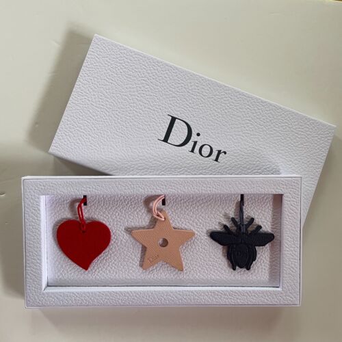 Christian Dior Bag charm Novelty Leather 3 pieces Heart, Star, Bee in box |  eBay