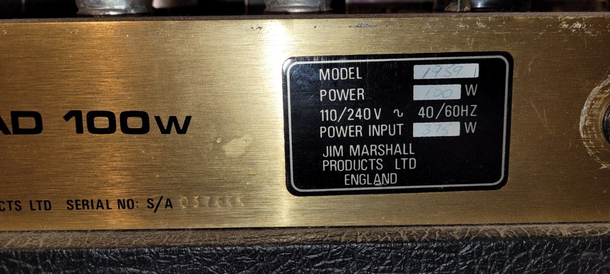 Marshall JCM 800 JMP super Lead Series 1959 - 100-Watt - 1983 