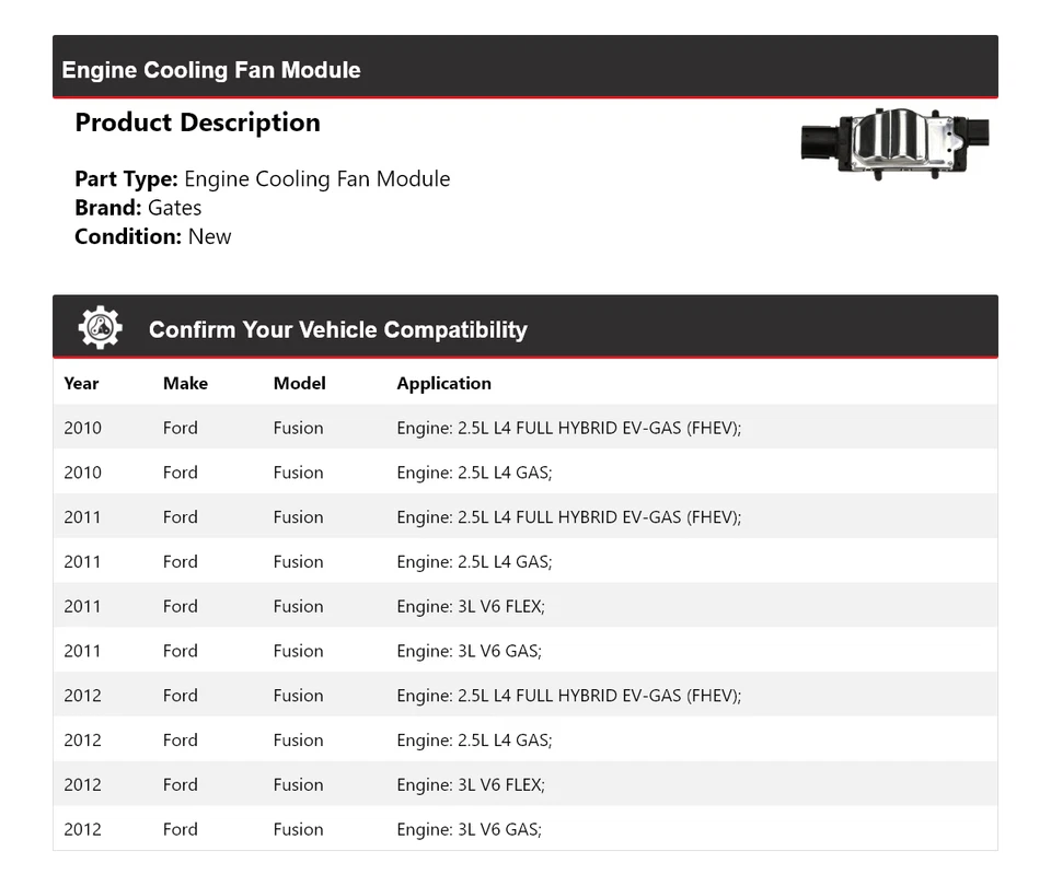 Portões 2011 módulo ventilador de refrigeração motor Ford Fusion 2010-2012 - Imagem 2 de 4
