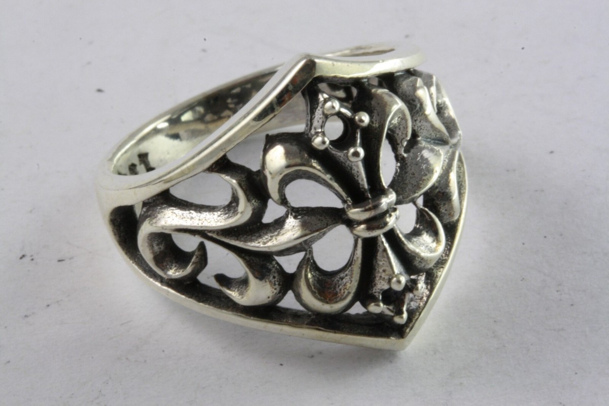 Bague Gothique Fleur De Lys Argent 925 Véritable - Style Royal/lilien - Neuf Sans Emballage
