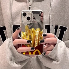 For Apple iPhone 16 15 14 13 12 11 pro gold french fries shockproof phone case