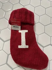Knit Monogram LETTER I MINI 8" Christmas Stocking RED  Wondershop