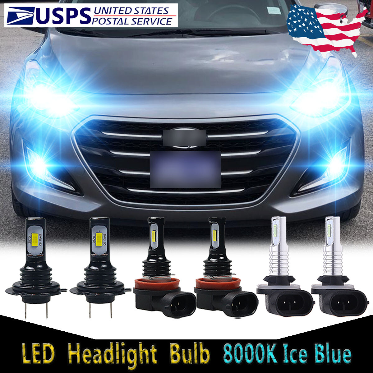 For Hyundai Elantra GT 2013-2017 - LED Headlight Bulbs Hi Lo Beam + Fog ...