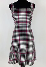 J.Crew NWT Scoopneck Fit Flare Dress Herringbone Twill 6 Navy Pleated