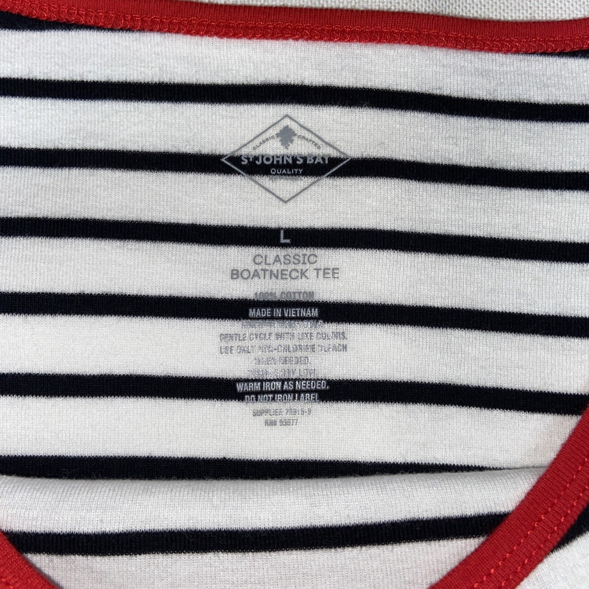 St. John's Bay Classic Boat Neck Tee Shirt Blouse Top Striped
