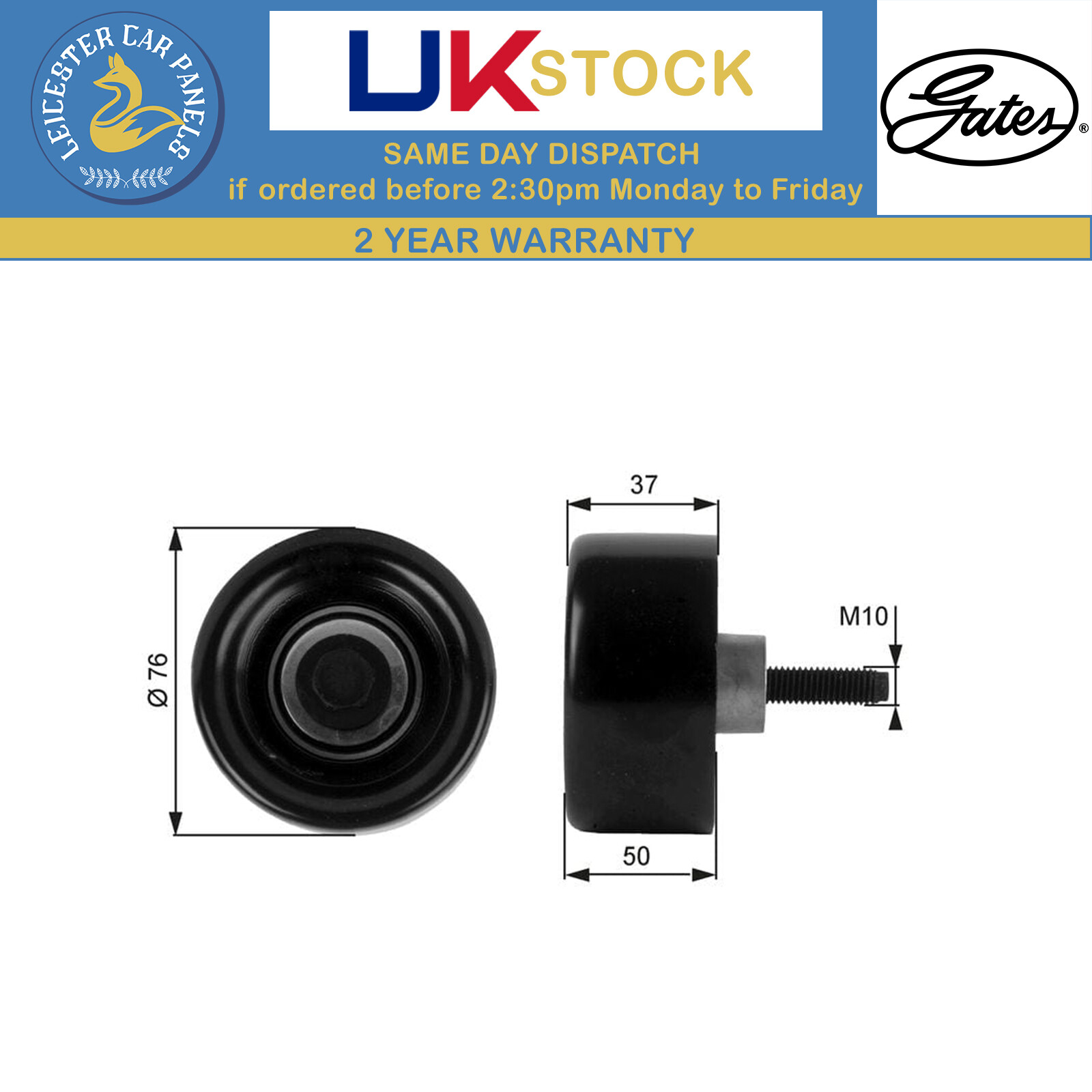 GATES T36186 Deflection/Guide Pulley, V-ribbed belt for FORD,LDV - Image 20