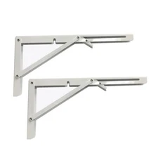 White Folding Shelf Brackets Max. Load 220 lb Heavy Duty DIY Wall Mounted She...