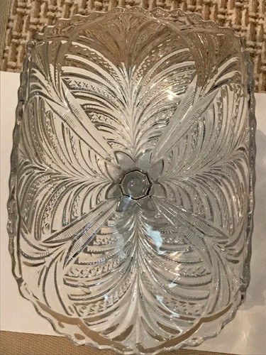 EAPG Palmblatt Fächer Bryce Higbee Bananenständer Boot Obst 1895 Klarglas Kompott - Bild 4 von 8