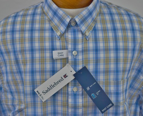 Saddlebred XLT Button Front Short Sleeve Shirt Big & Tall Mens New Khaki Plaid - Picture 5 of 6