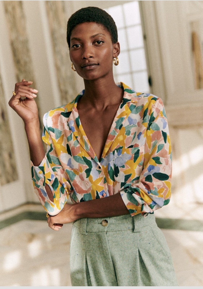 Sezane Florence Shirt Multicolor Print Size US 2 *sold Out! | eBay