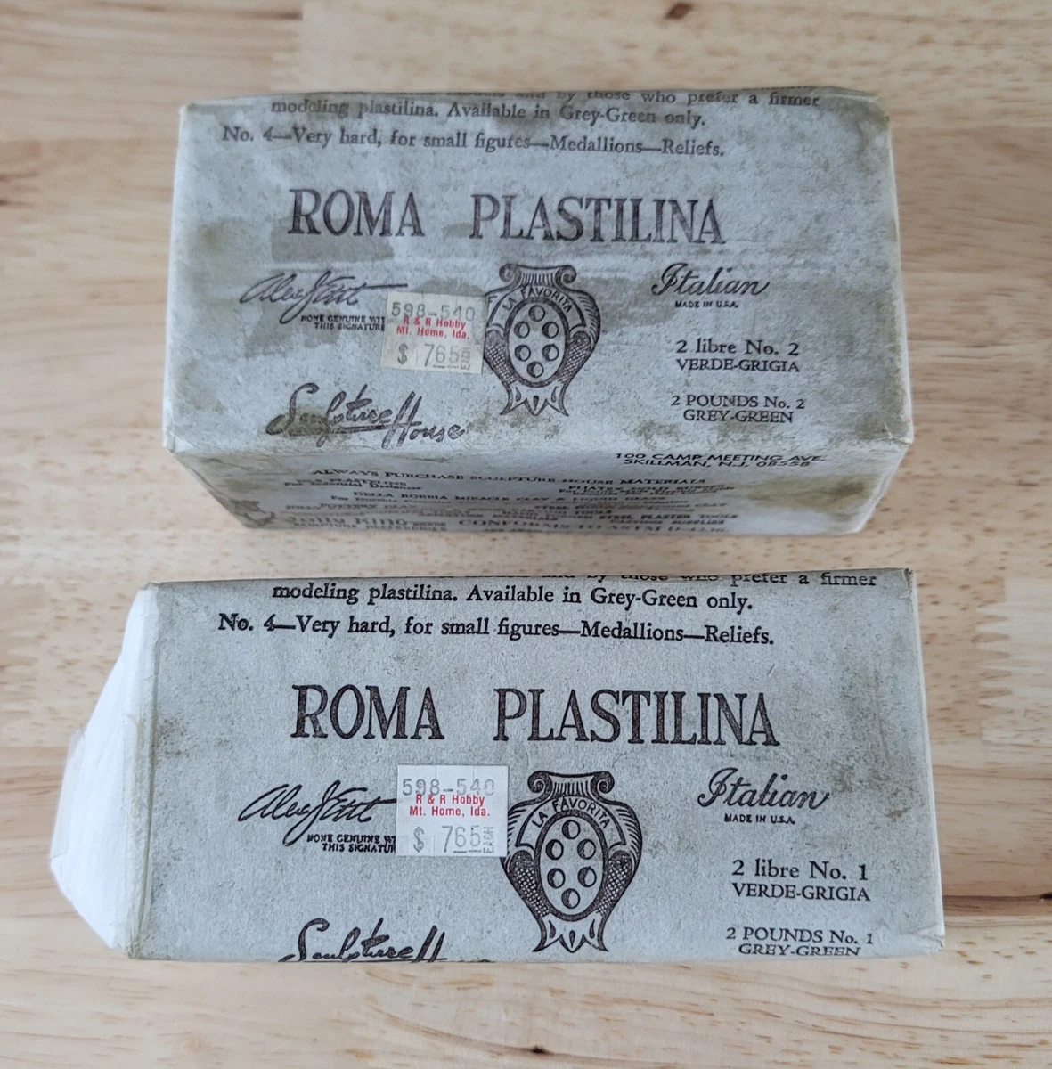 Roma 2 - Roma Plastalina Modeling Clay - 1/4 case - Grey Green