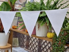 Plain White Fabric Bunting 3m/6m  Wedding Party Home Decoration
