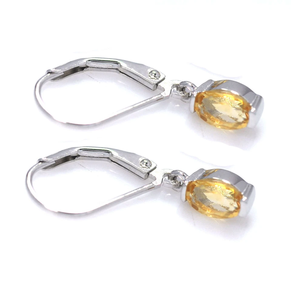 De Buman Sterling Silver 0.84ctw Oval Citrine Elegant Ladies Dangle Earrings - Image 2 of 3