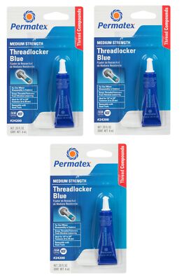 Permatex 3 x Medium Strength Threadlocker BLUE 6 ml - 6mm to 20mm Nut & Bolt