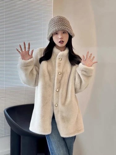 Mink Fur Coat Women's Winter New Loose Thickened Fur Plush Jackets Overcoats New - Picture 9 of 20