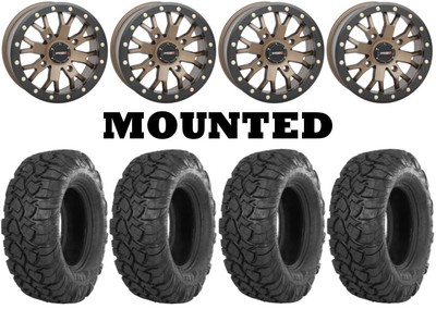Kit 4 ITP UltraCross R-Spec Tires 32x10-15 on System 3 SB-4 Beadlock Bronze TER