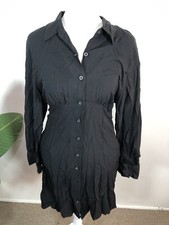 UniQlo Black Women's Casual Shirt Dress Button Down Size XS
