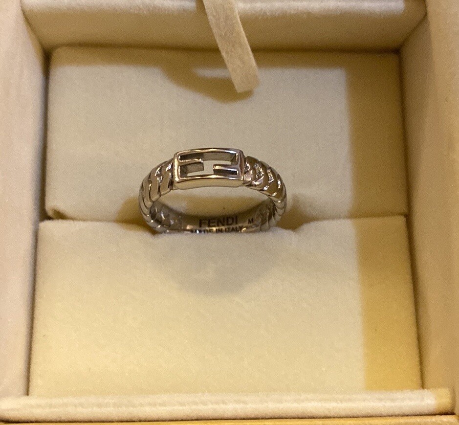Fendi Baguette Metal Palladio Silver Ring Size M | eBay