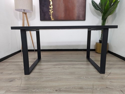 Dusk Harper Black Wood & Metal Chevron 4-6 Seater Dining Table RRP £219 ...