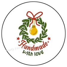 HANDMADE WITH LOVE CHRISTMAS ENVELOPE SEALS LABELS STICKERS PARTY FAVORS
