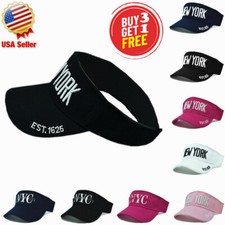 Mens Summer Visor Sun Hat Sports Golf Tennis Beach Adjustable NYC Outdoor Cap