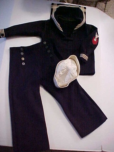 Boy's Vintage Wool Sailor Outfit w/Cap - Pants 23" Long, Waist 23"
