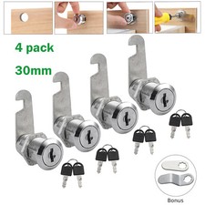 4 PCS 30mm Cam Lock Door Barrel Drawer Cabinet Mail Box Locker Cupboard 8 Key US