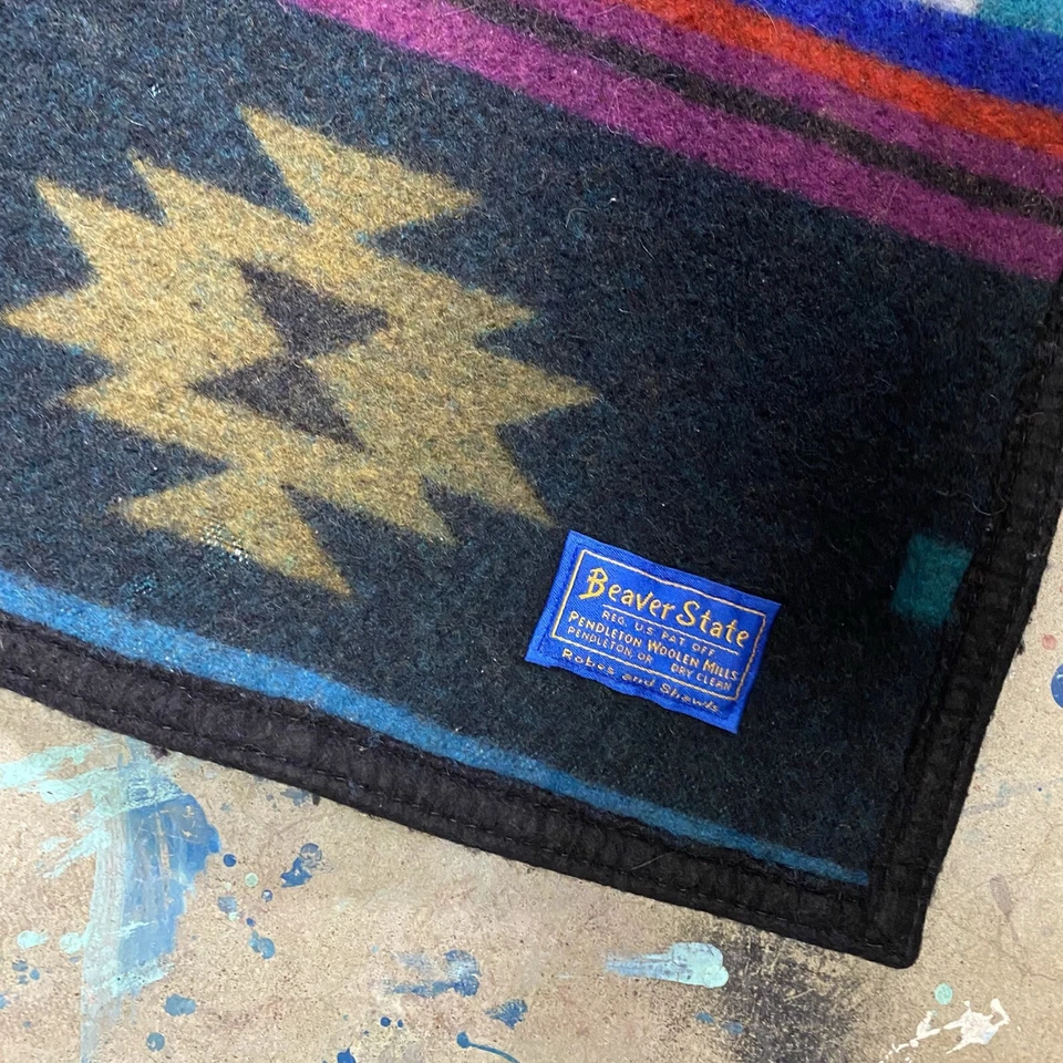 Vintage PENDLETON Southwest Multicolor Wool Blend Blanket USA 58W x 72L Bright - Image 2 of 4