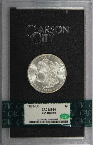 1882-CC Carson City Morgan Silver Dollar CAC MS64 GSA Treasure $1